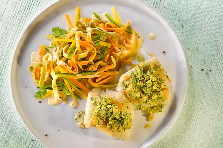Artikelbild: Rezept: Zanderfilet mit Kräuter-Nuss-Kruste