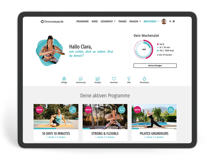 Tablet mit persoenlicher Trainingsuebersicht